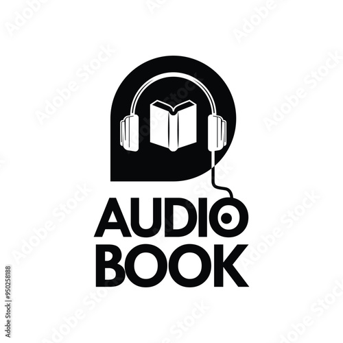 Audio book logo template design concept