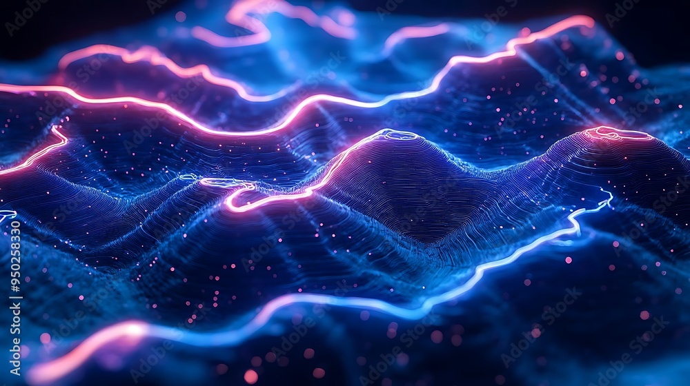 Abstract 3D Background with Glowing Lines and Blue and Pink Colors Abstract 3D Background with Glowing Lines and Blue and Pink Colors