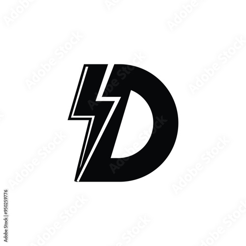 Free Download D letter logo with lightning bolt concept design - GFXLoad