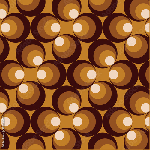 70's Retro Seamless Pattern. 60s and 70s Aesthetic Style.