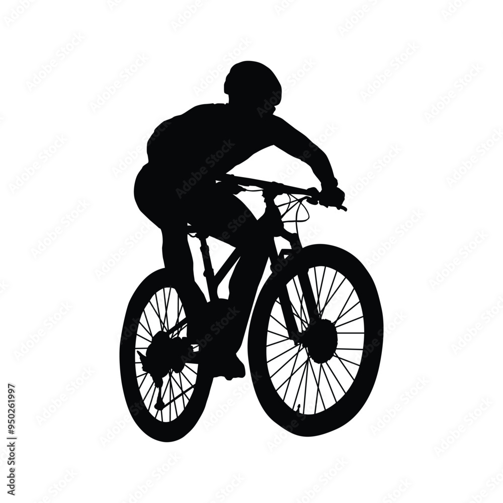 Obraz premium Silhouette of a mountain bike athlete flight illustration design