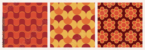 70s Retro Vintage Mid Century Modern Seamless Patterns Bundle Set