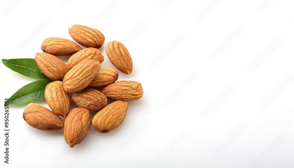 almond - Prunus amygdalus - Almonds grown as nuts may be eaten raw, blanched, or roasted and are commonly used in confectionery baking and a milk product. isolated on white background almond - Prunus amygdalus - Almonds grown as nuts may be eaten raw, blanched, or roasted and are commonly used in confectionery baking and a milk product. isolated on white background