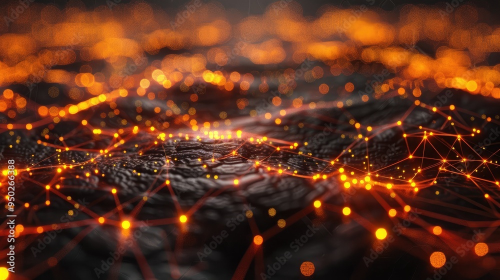 Futuristic mesh grid with glowing nodes Futuristic mesh grid with glowing nodes