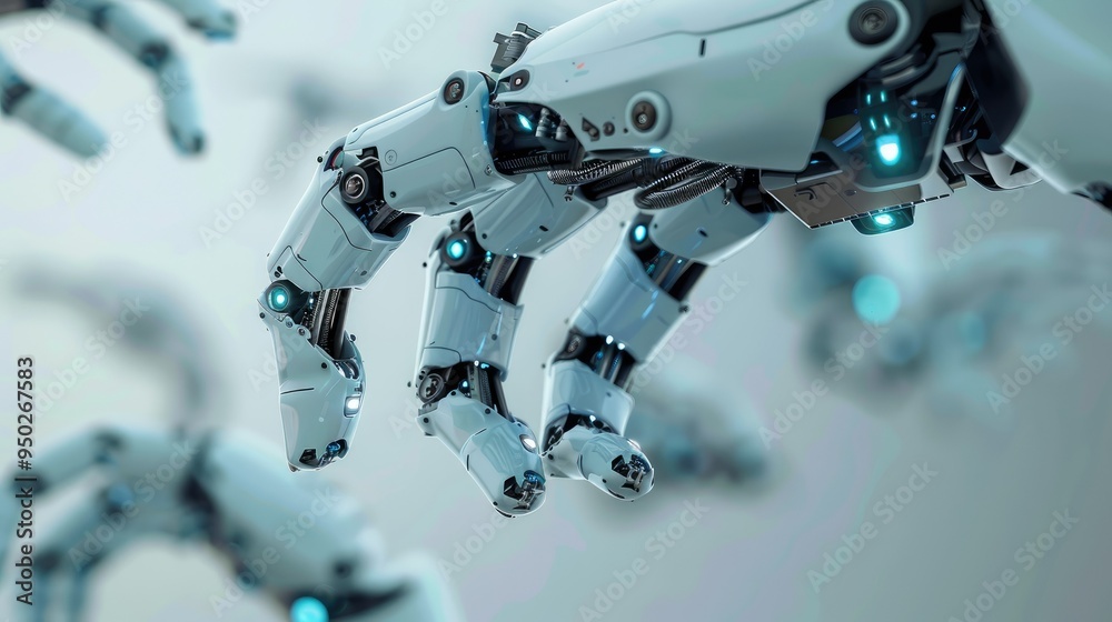 Futuristic robot parts assembling themselves in mid-air Futuristic robot parts assembling themselves in mid-air