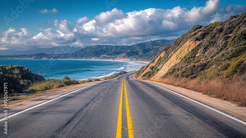 Stunning Ventura Highway Ocean View at Daylight, Capturing Serene Coastal Ambiance with Vibrant Energy and Joyful Travel Experience in Ultra-High Resolution