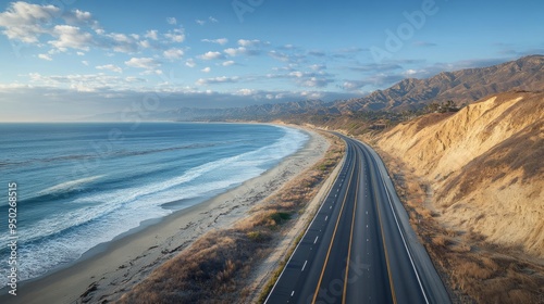 Stunning Ventura Highway Ocean View at Daylight, Capturing Serene Coastal Ambiance with Vibrant Energy and Joyful Travel Experience in Ultra-High Resolution