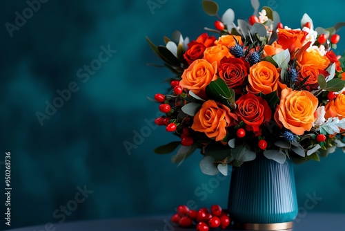 Wallpaper Mural Flower bouquet gift for a holiday celebration, captured in a photo where the bouquet features seasonal flowers and festive decorations, perfect for the occasion Torontodigital.ca
