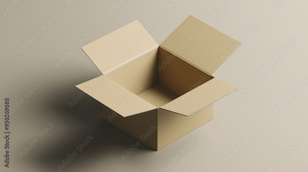 Open cardboard box mockup standing on light background Open cardboard box mockup standing on light background
