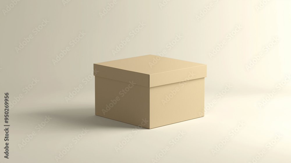 Obraz premium Closed cardboard box mockup standing on white background