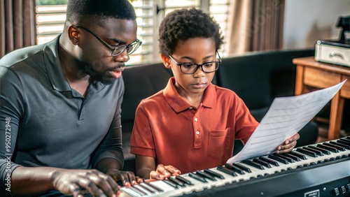 african american boy wearing eyeglasses sitting