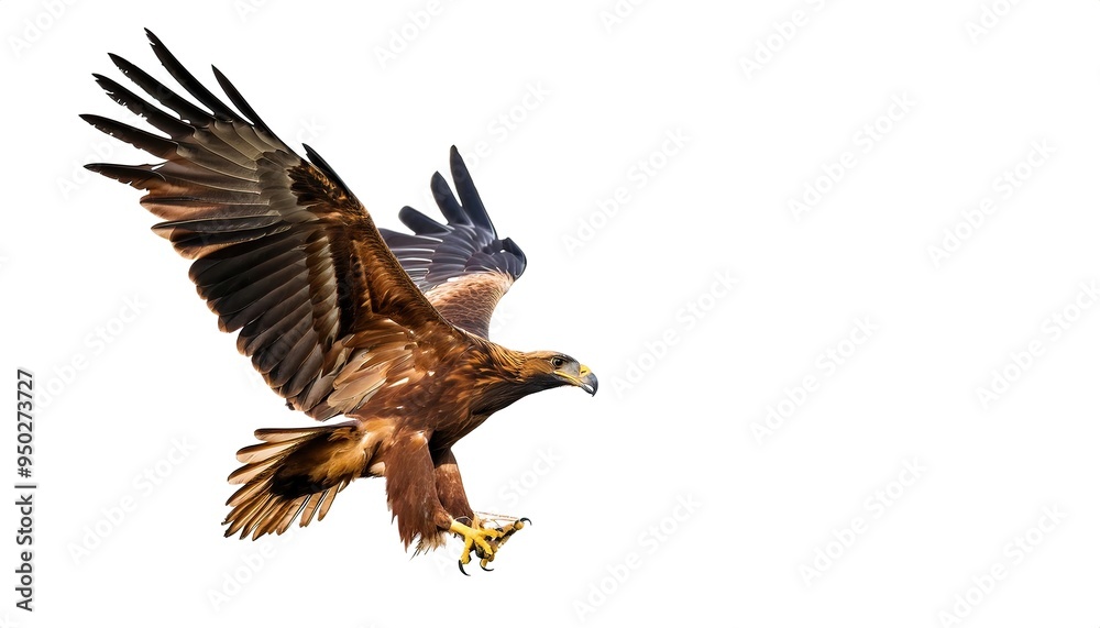 Obraz premium golden eagle - Aquila chrysaetos - is a widely distributed bird of prey living in the Northern Hemisphere of the world. Isolated on white background with copy space