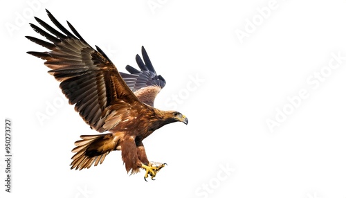 golden eagle - Aquila chrysaetos - is a widely distributed bird of prey living in the Northern Hemisphere of the world. Isolated on white background with copy space