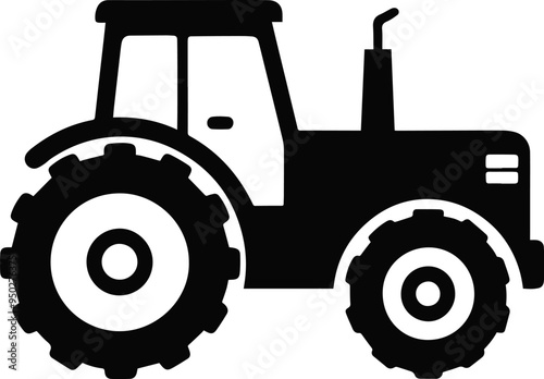 Tractor black silhouette vector icon