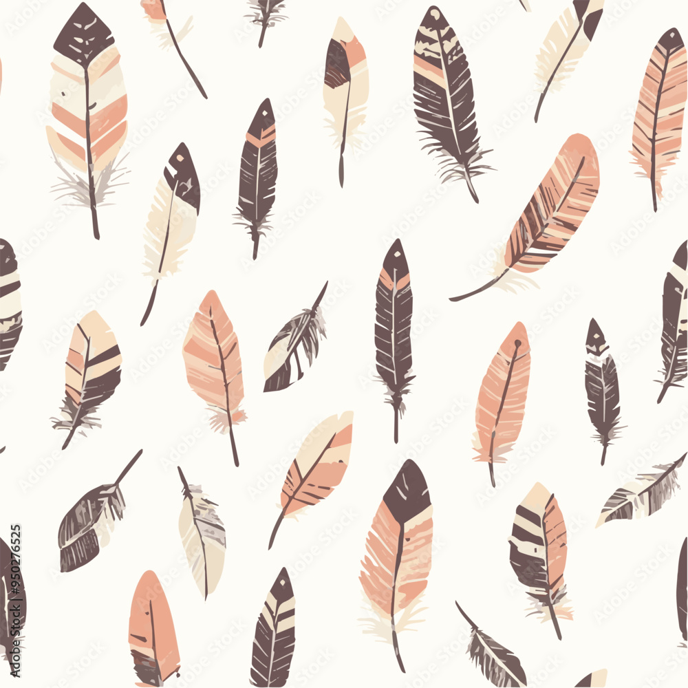 Boho seamless pattern with feathers and arrows Boho seamless pattern with feathers and arrows