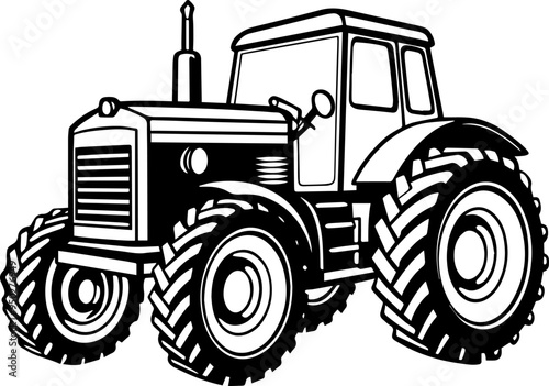 Tractor black silhouette vector icon