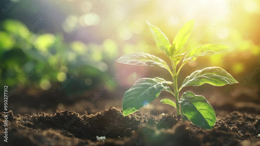 Close Up of a Young Plant Bathed in Morning Light. A new day begins, promising growth and vitality. Close Up of a Young Plant Bathed in Morning Light. A new day begins, promising growth and vitality.