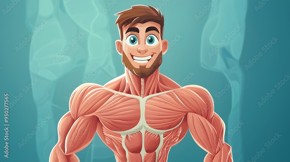 Cartoon Illustration of a Muscular Man with a Smile. Cartoon Illustration of a Muscular Man with a Smile.