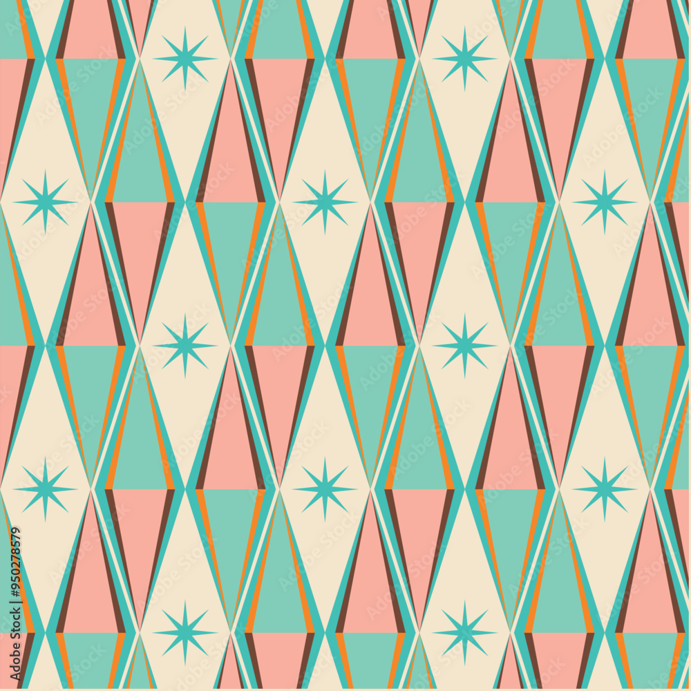 50s Mid Century Modern Seamless Pattern