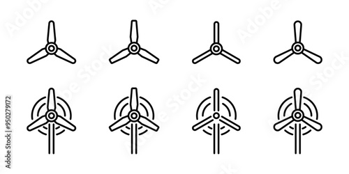 Fan icons set. Propeller vector illustration. Cooling fan symbols. Wind turbines