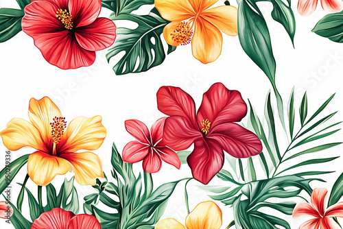 watercolor tropical flower clipart set fairytale illustration wallpaper background collection vivid intricate floral seamless