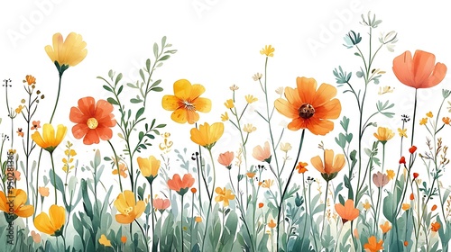 A border of watercolor wildflowers blooms vibrantly, capturing the essence of spring.