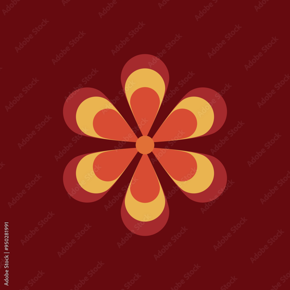 70s Retro Flower Clipart Elements Vector Design, in red, orange and yellow colors, flowers 70s Retro Flower Clipart Elements Vector Design, in red, orange and yellow colors, flowers