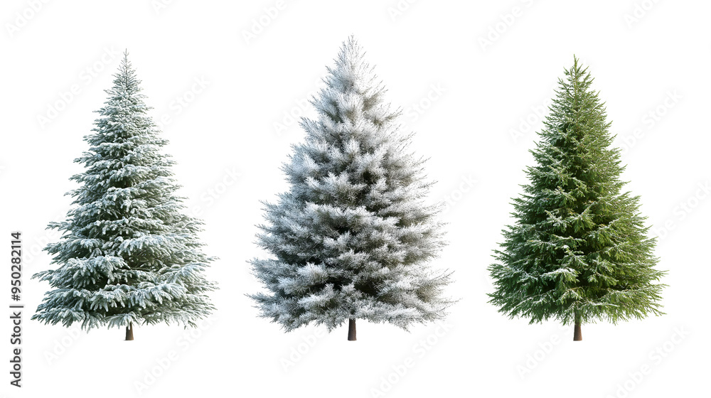 A set of Christmas trees isolated on a transparent background, featuring different sizes and decorations.. A set of Christmas trees isolated on a transparent background, featuring different sizes and decorations..