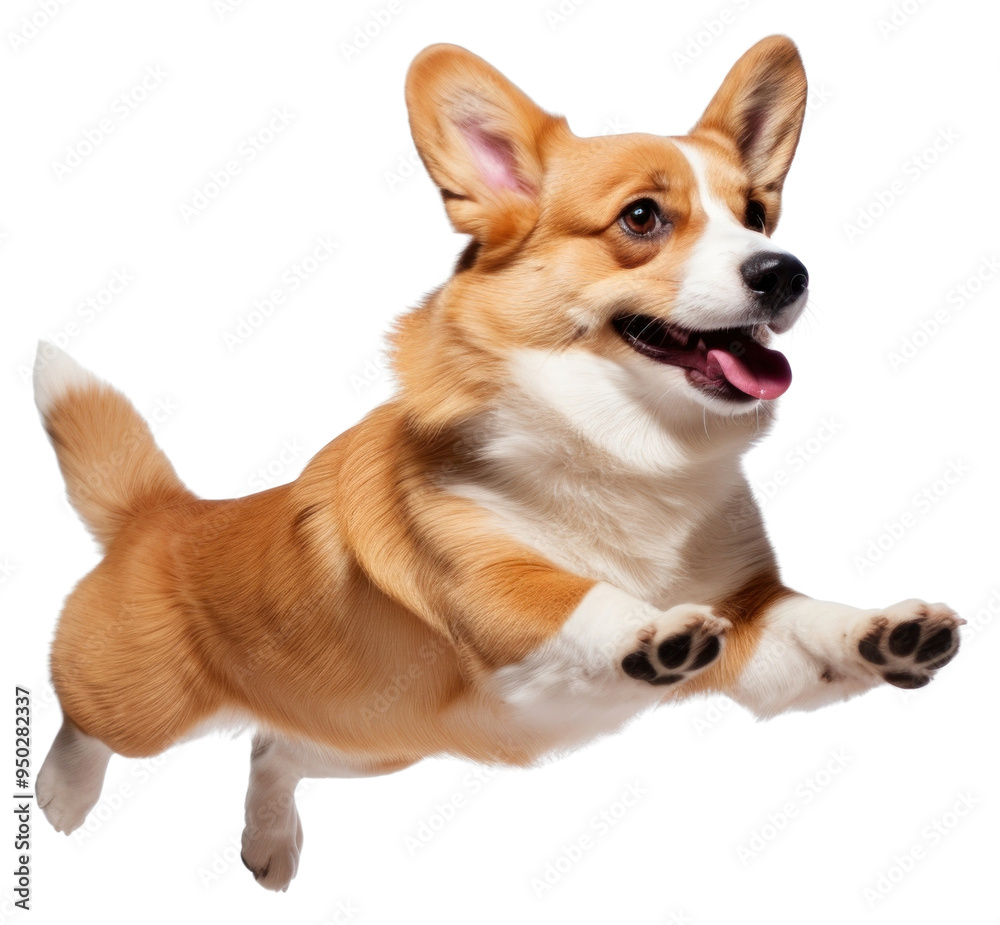 PNG Happy corgi leaping mid-air PNG Happy corgi leaping mid-air
