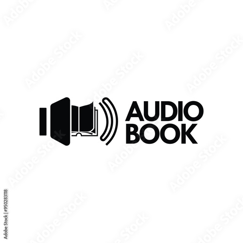 Audio book icon logo template graphic