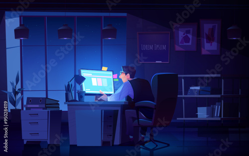 Cartoon working day scene illustration
