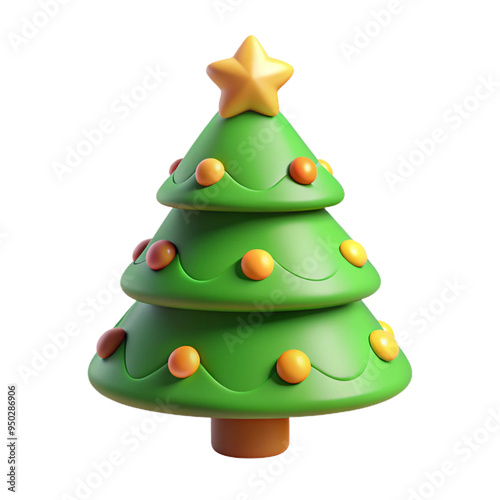 Christmas tree isolated 3d cartoon style illustration