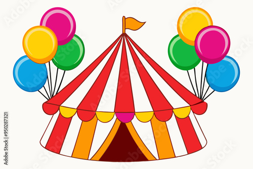 illustration of circus tent with colorful vector