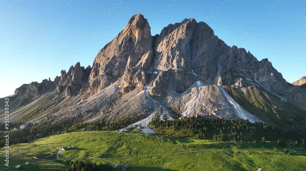 Aerial drone shot of a mountain range in the Dolomites, Italy Aerial drone shot of a mountain range in the Dolomites, Italy