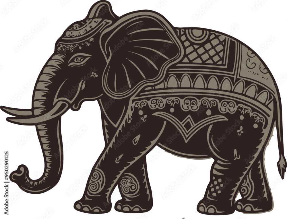 Fototapeta premium Decorative illustration of an elephant vector .