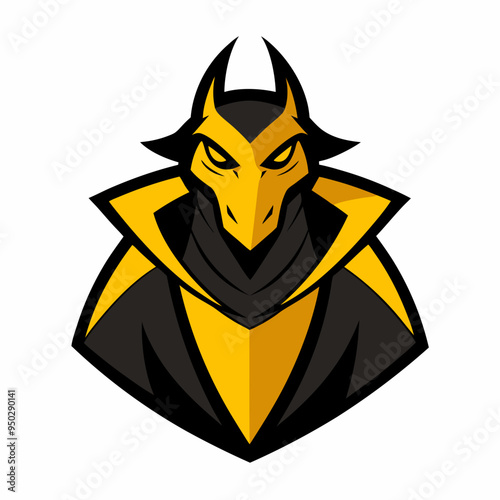 A humanoid dragon wearing a cloak mascot logo design