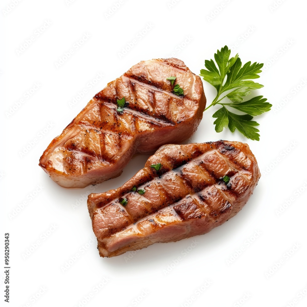 Grilled Pork Steaks with Parsley. Grilled Pork Steaks with Parsley.