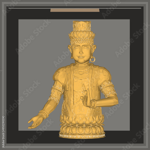 Vector sketch illustration of a traditional god statue decoration design standing solidly half body