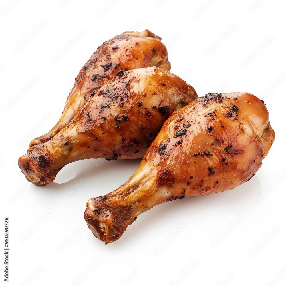 Roasted Chicken Legs Isolated on White Background. Roasted Chicken Legs Isolated on White Background.