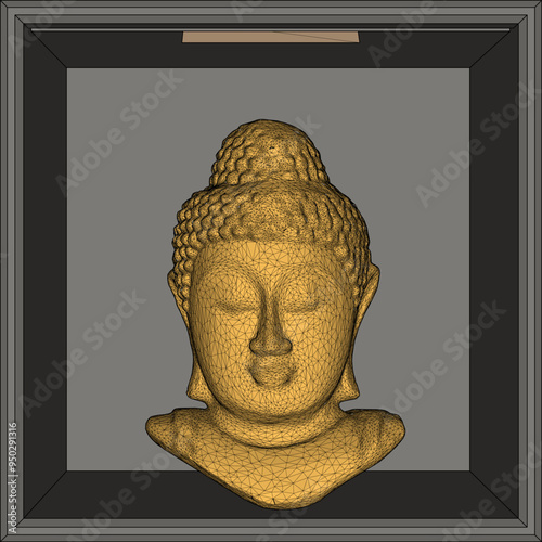 Vector sketch illustration of buddha head statue decoration design of wisdom 