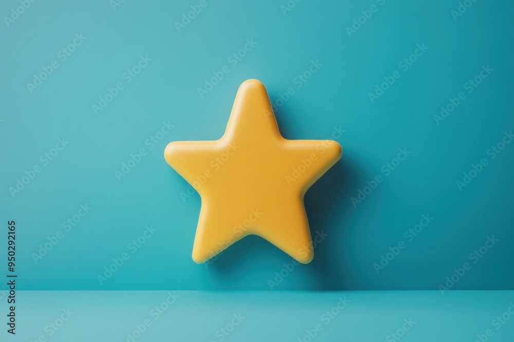 A vibrant yellow star shape against a turquoise background, perfect for use in creative projects or children's themes.