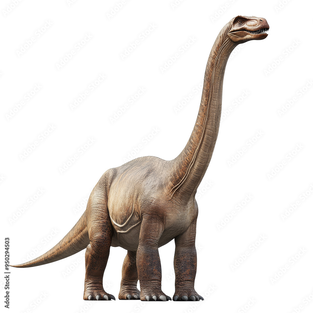 Obraz premium Brachiosaurus dinosaur isolated on transportation background. Prehistoric animal
