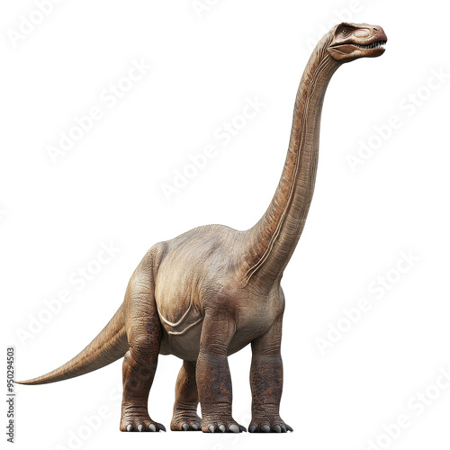 Brachiosaurus dinosaur isolated on transportation background. Prehistoric animal photo