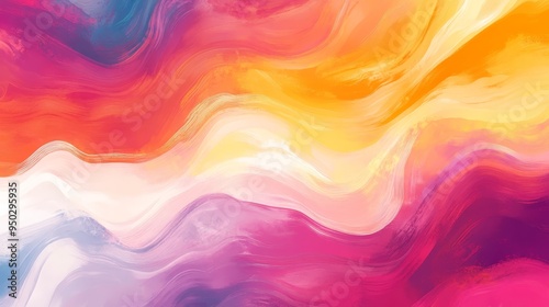 Abstract Background with Wavy Lines in Pink Yellow and Blue