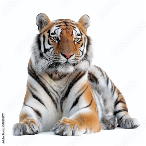 A Close-up Photo of a Tiger, isolated on a white background, Tiger Generative Ai