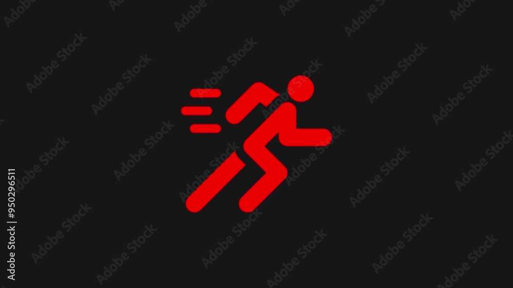 animated runner sing. Running sign appear in center and disappear after some time. animated runner sing. Running sign appear in center and disappear after some time.