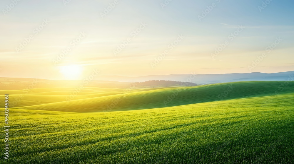Breathtaking sunrise over rolling green hills, showcasing nature's beauty and tranquility in a serene landscape. Breathtaking sunrise over rolling green hills, showcasing nature's beauty and tranquility in a serene landscape.