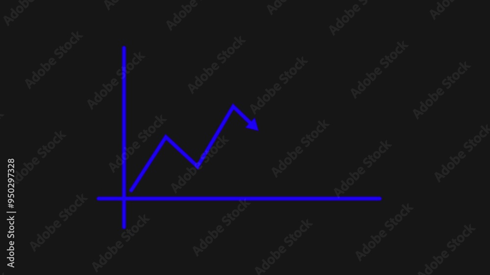 Graph Arrow up animation. Concept of Business Decline. Market Value Decrease and Big Failure.black background. Graph Arrow up animation. Concept of Business Decline. Market Value Decrease and Big Failure.black background.