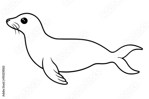 Sea seal silhouette vector illustration