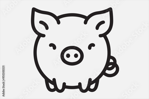 A pig line art with white background